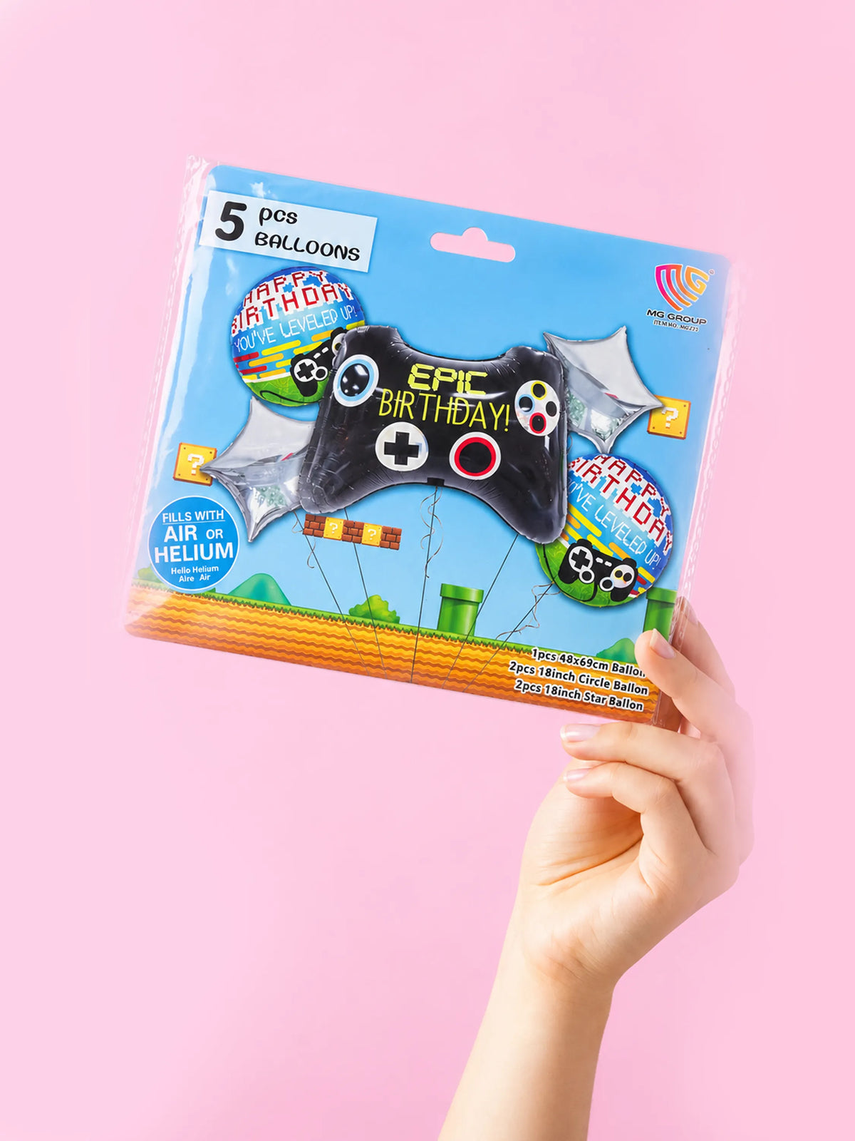 5-Piece Gamer Foil Balloon Birthday Set