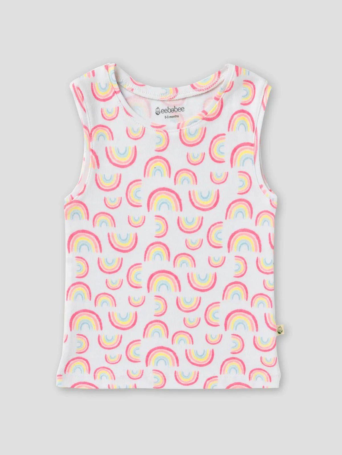 Sleeveless white & graphic pattern Coordinated Skirt Sets for baby girl