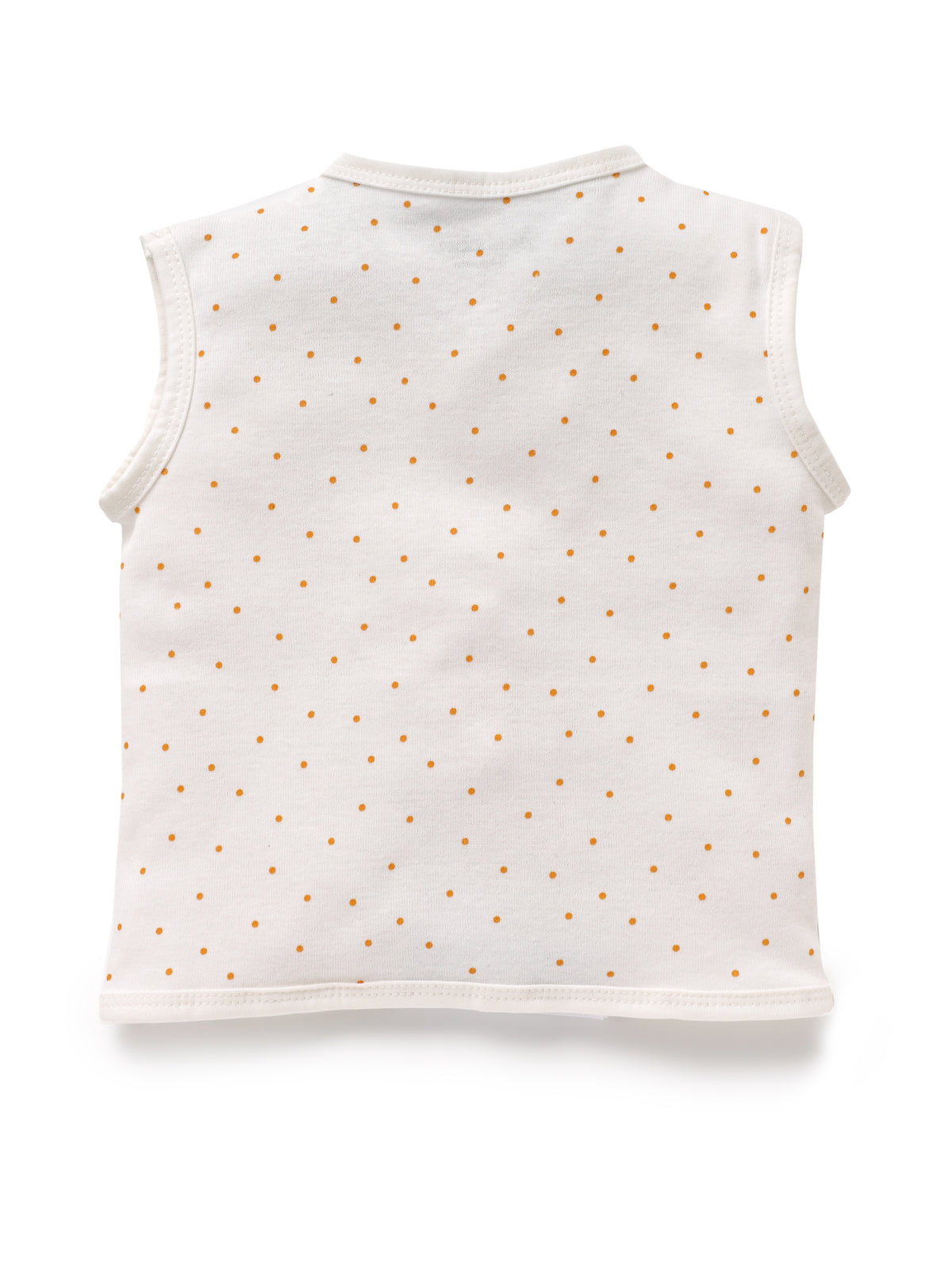 Sleeveless dot pattern in cream  cotton jabla set for baby