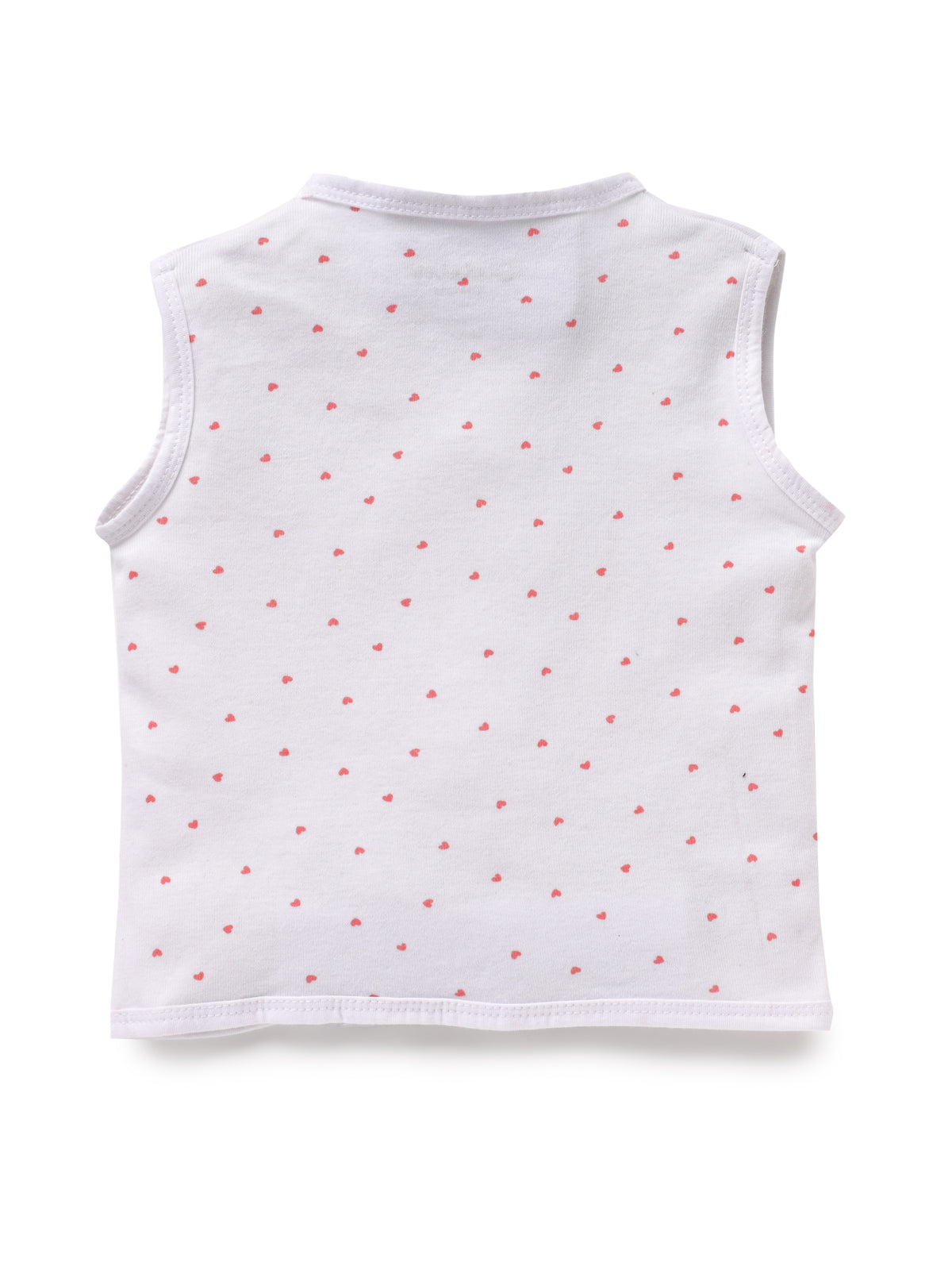Sleeveless pure white & pink heart pattern jabla set  for baby