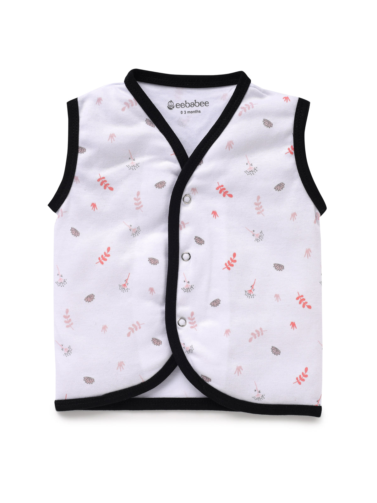 Sleeveless white & black border jabla set for baby