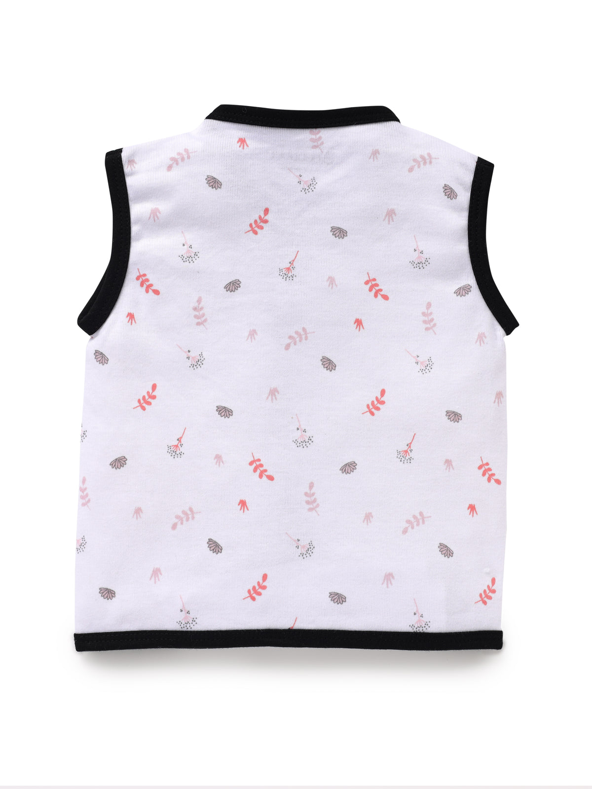 Sleeveless white & black border jabla set for baby