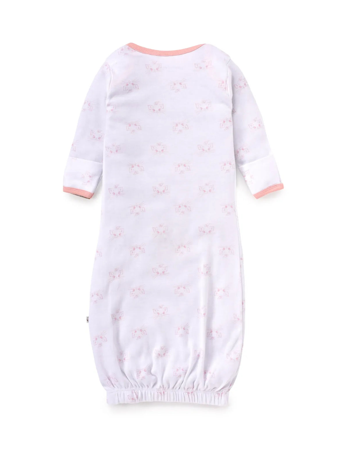 Full sleeve white & pink sleeping gown for baby girl