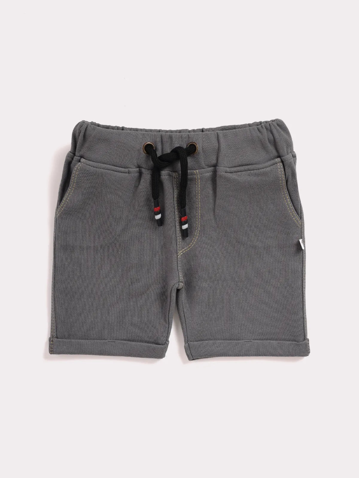 Full sleeve grey & white denim shorts & cuff t-shirt set for baby