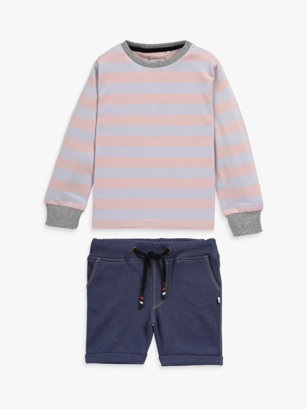DENIM SHORTS & CUFF TEE SET