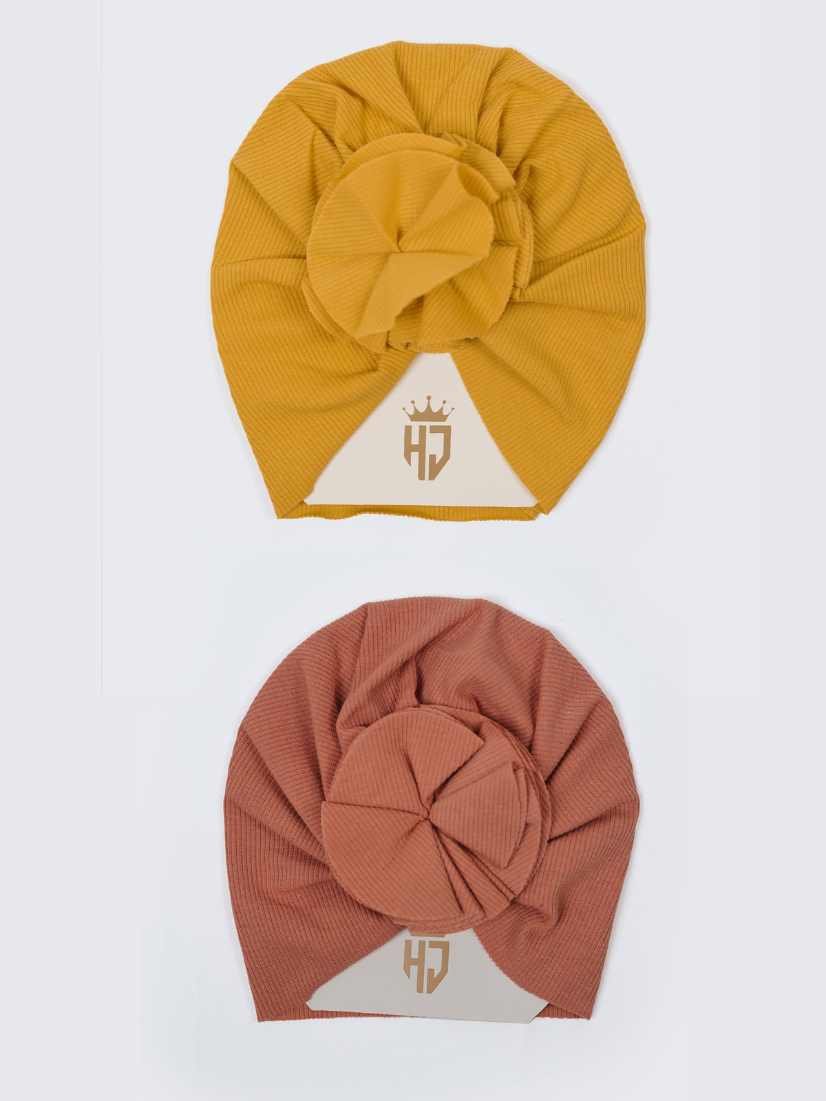 Baby Girls Turban Headwrap – Brown & Yellow