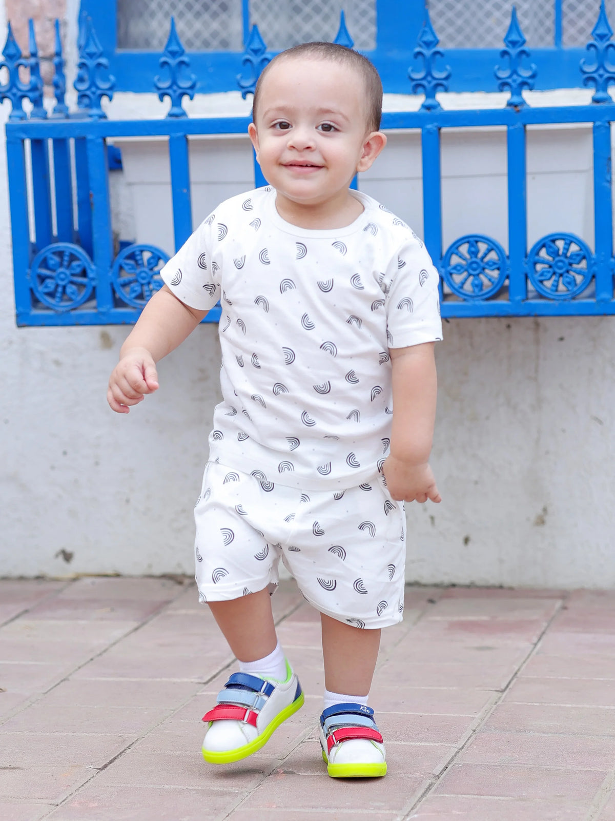 Newborn Unisex Monochrome Rainbow Print Co-Ord Set