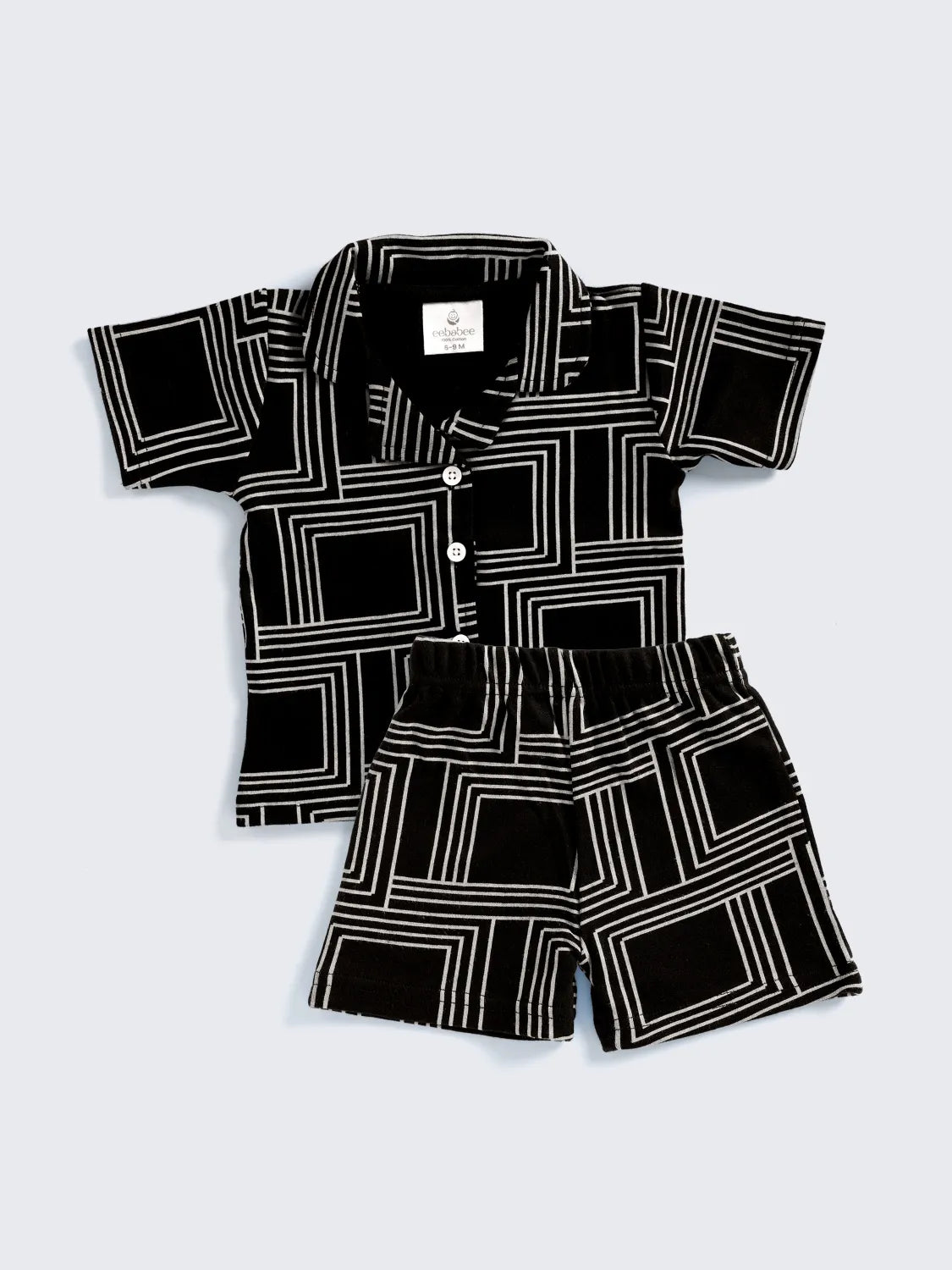 Stylish Black Square Print Co-Ord Set for Boys