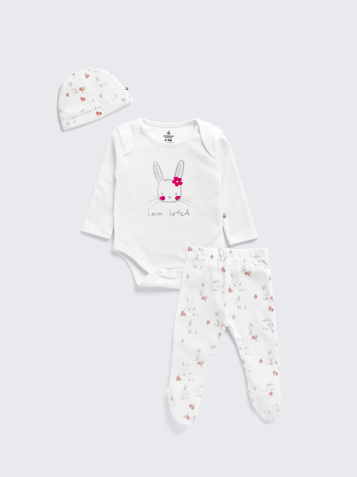 Newborn 'I am Loved' 3-Piece Bodysuit Set for Baby Girl