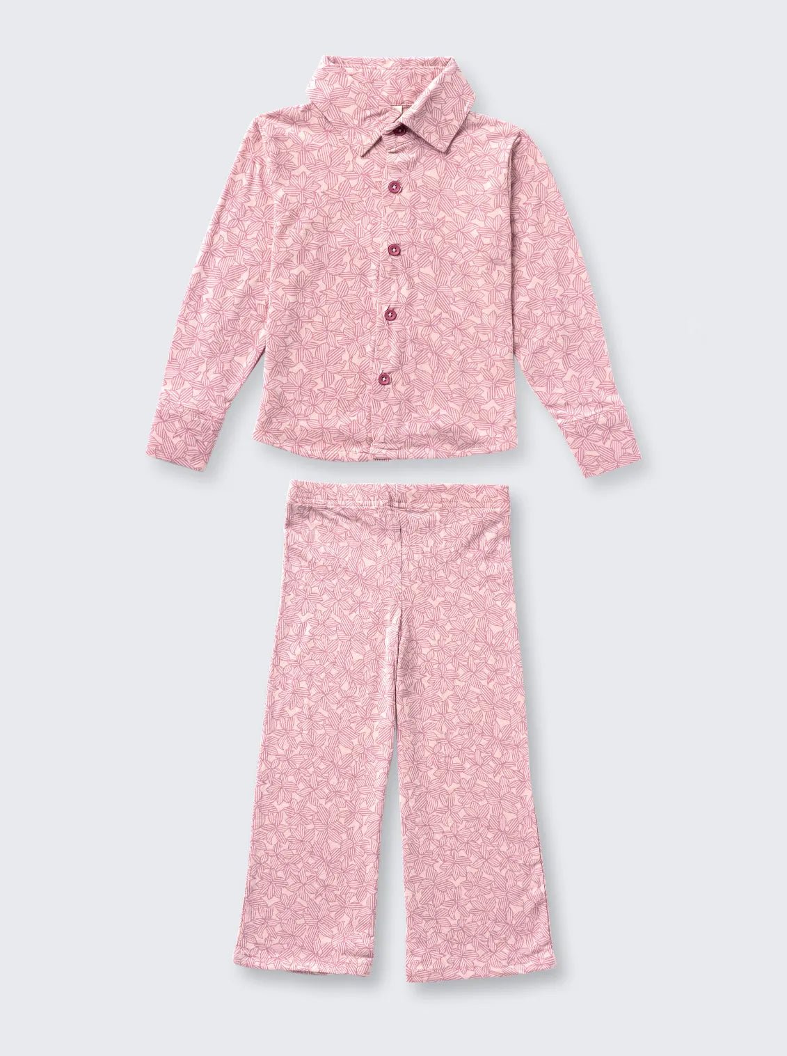Pink Petal Printed Comfy Co-ord Set for Girls