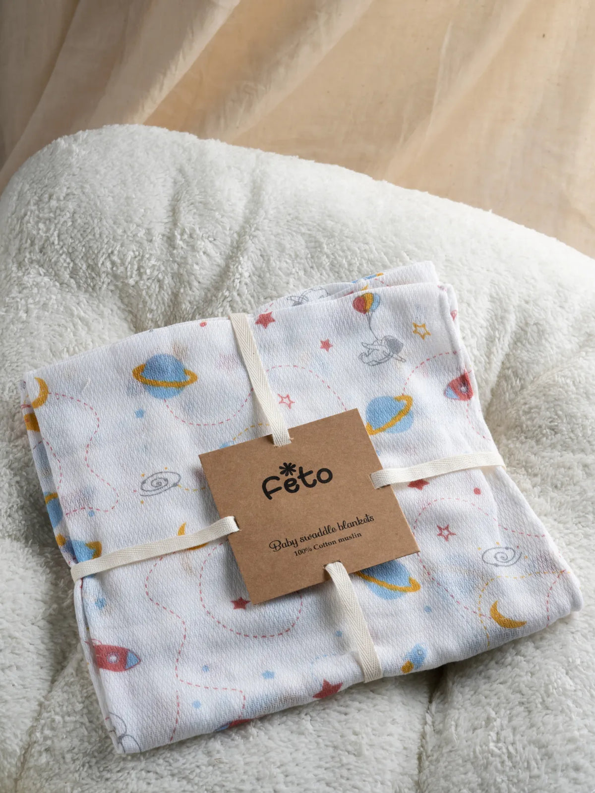 COTTON MUSLIN SWADLE WRAP - FLY ROCKET