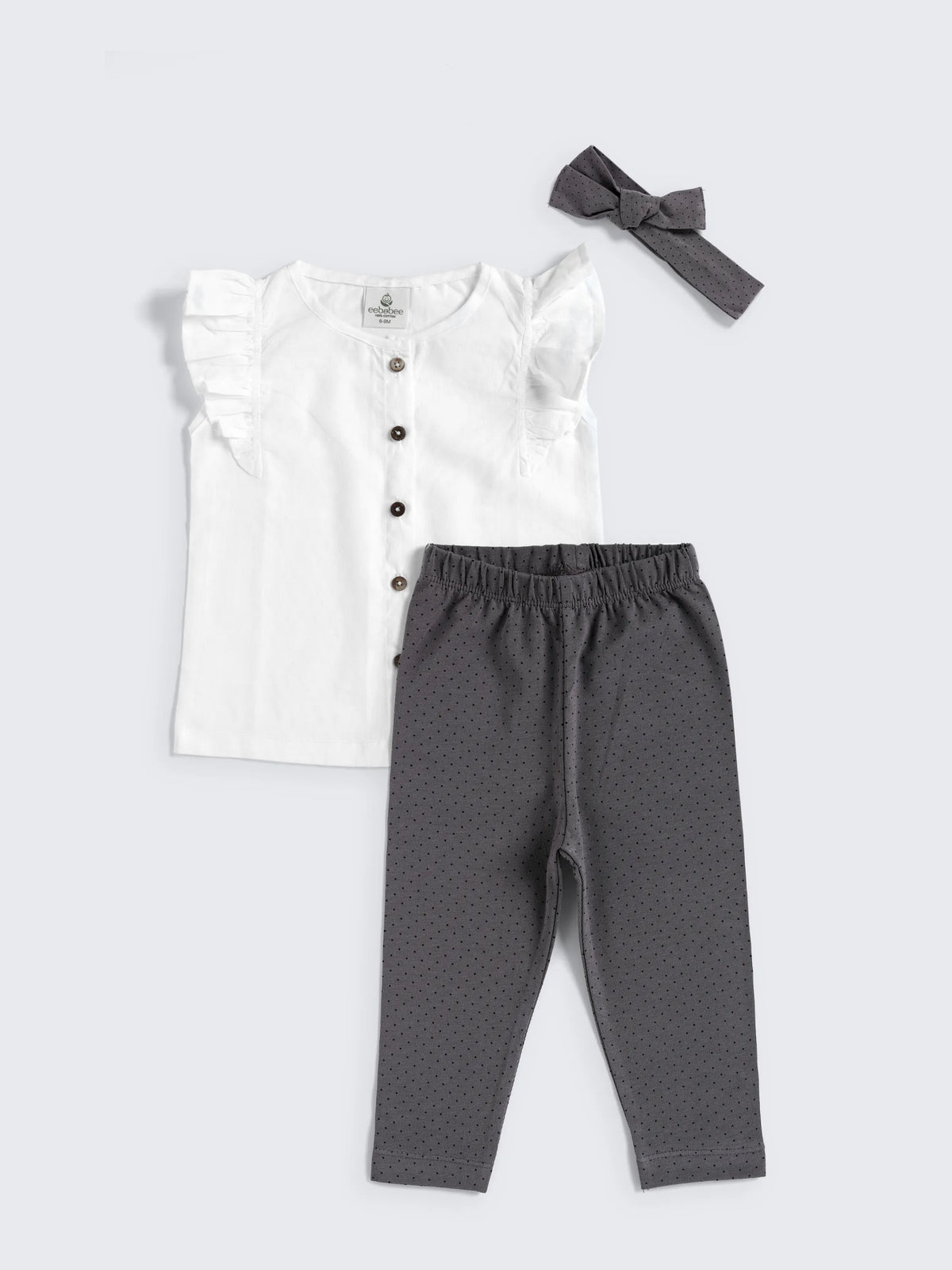 Ruffle Top & Polka Dot Legging Set – Charcoal