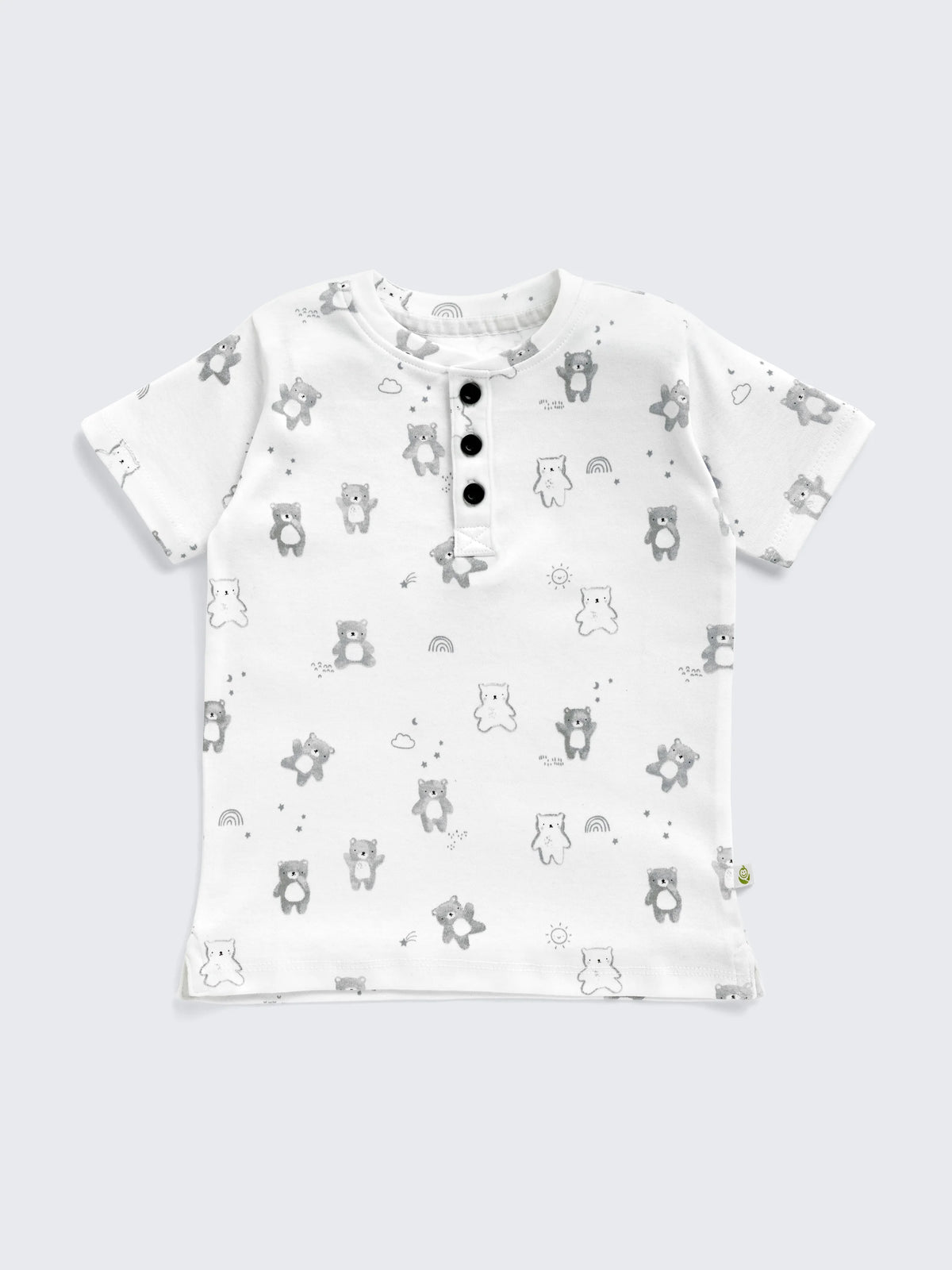 Newborn Teddy Print Henley Tee