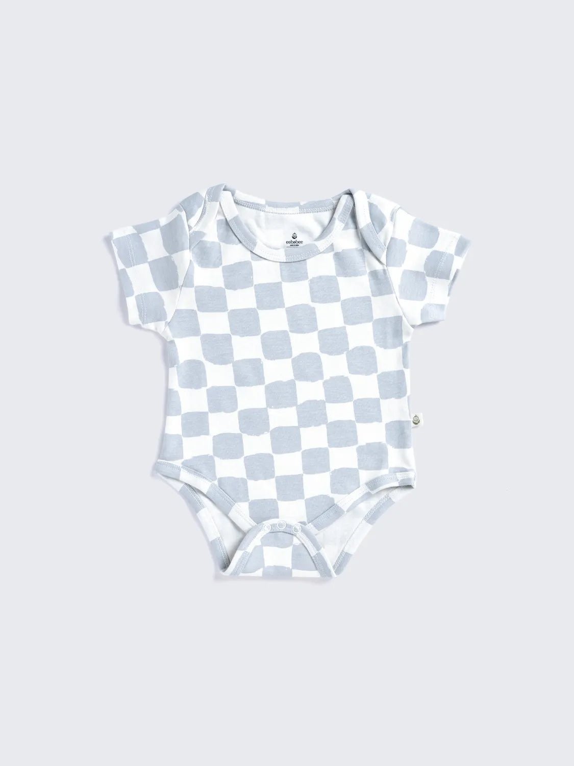 Blue Checkerboard Unisex Half sleeve Baby Bodysuit