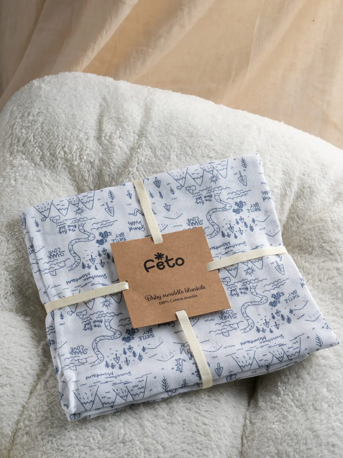 COTTON MUSLIN SWADLE WRAP - SAND HILLS WHITE