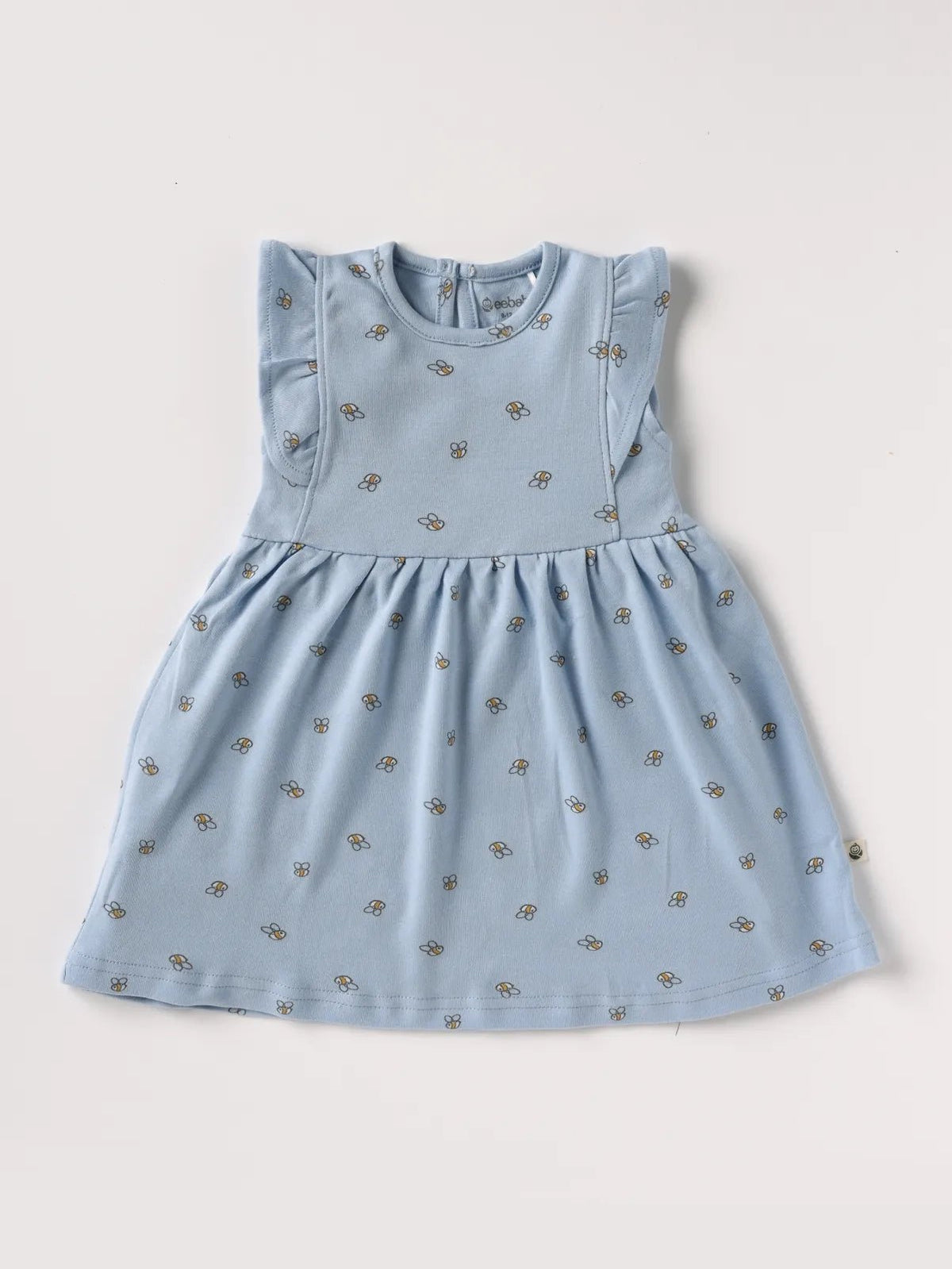 Sleeveless blue frock for baby girls