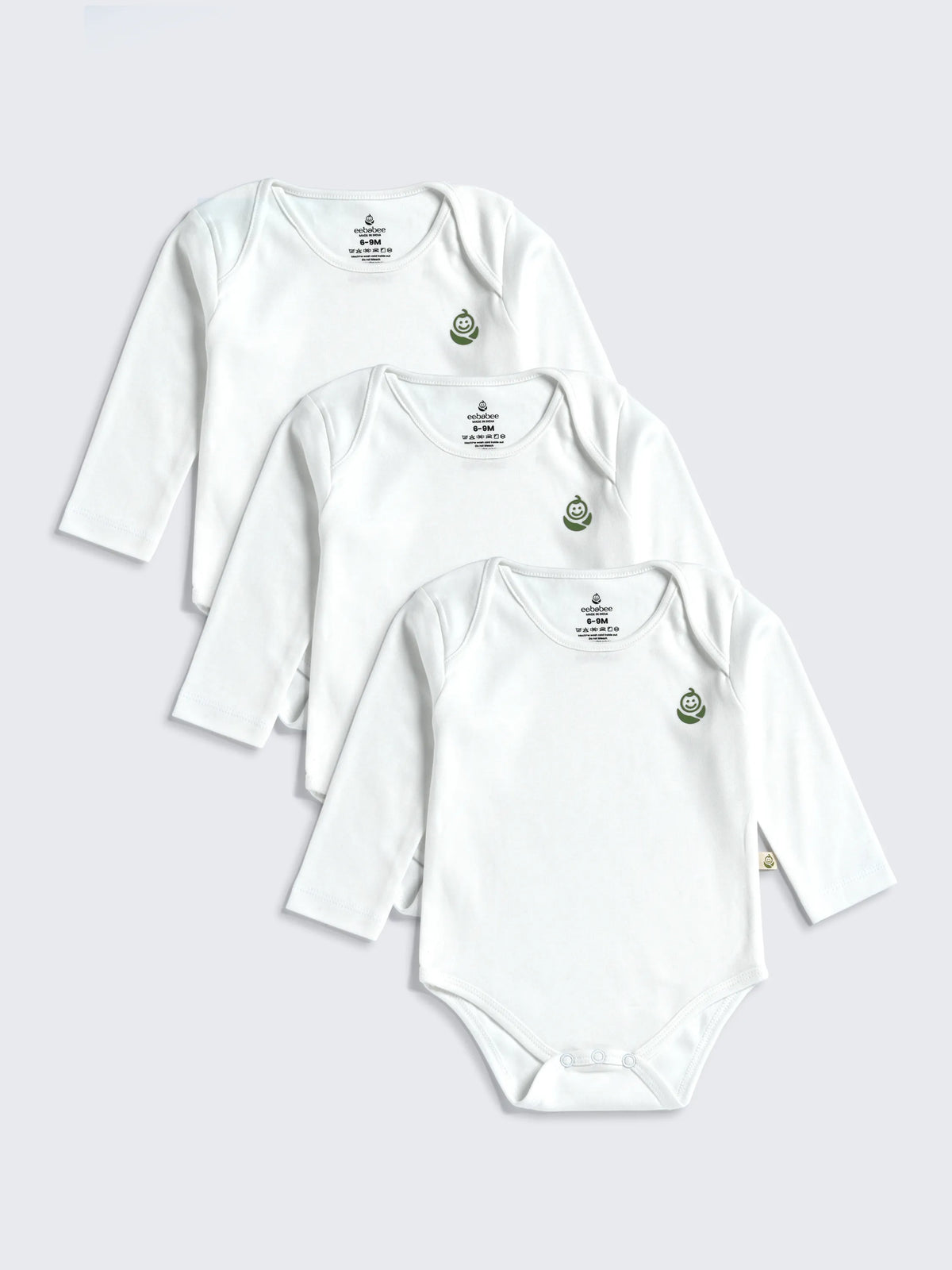 3pc Pure White long-sleeve Bodysuit Set
