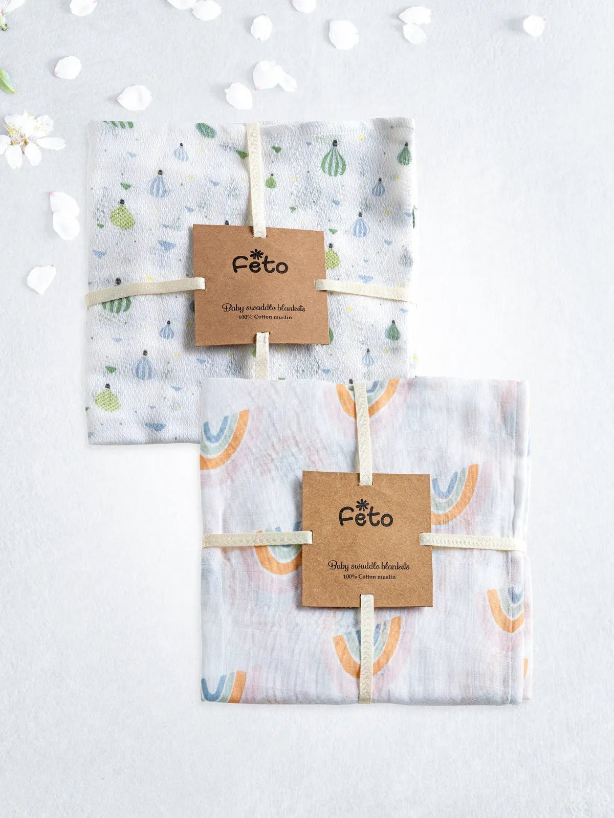 COTTON MUSLIN SWADLE WRAP 2 PCS