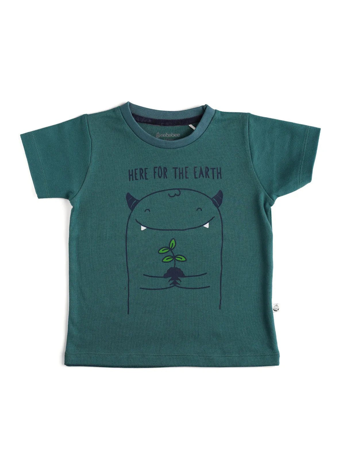 Half sleeve green graphic t-shirt for baby
