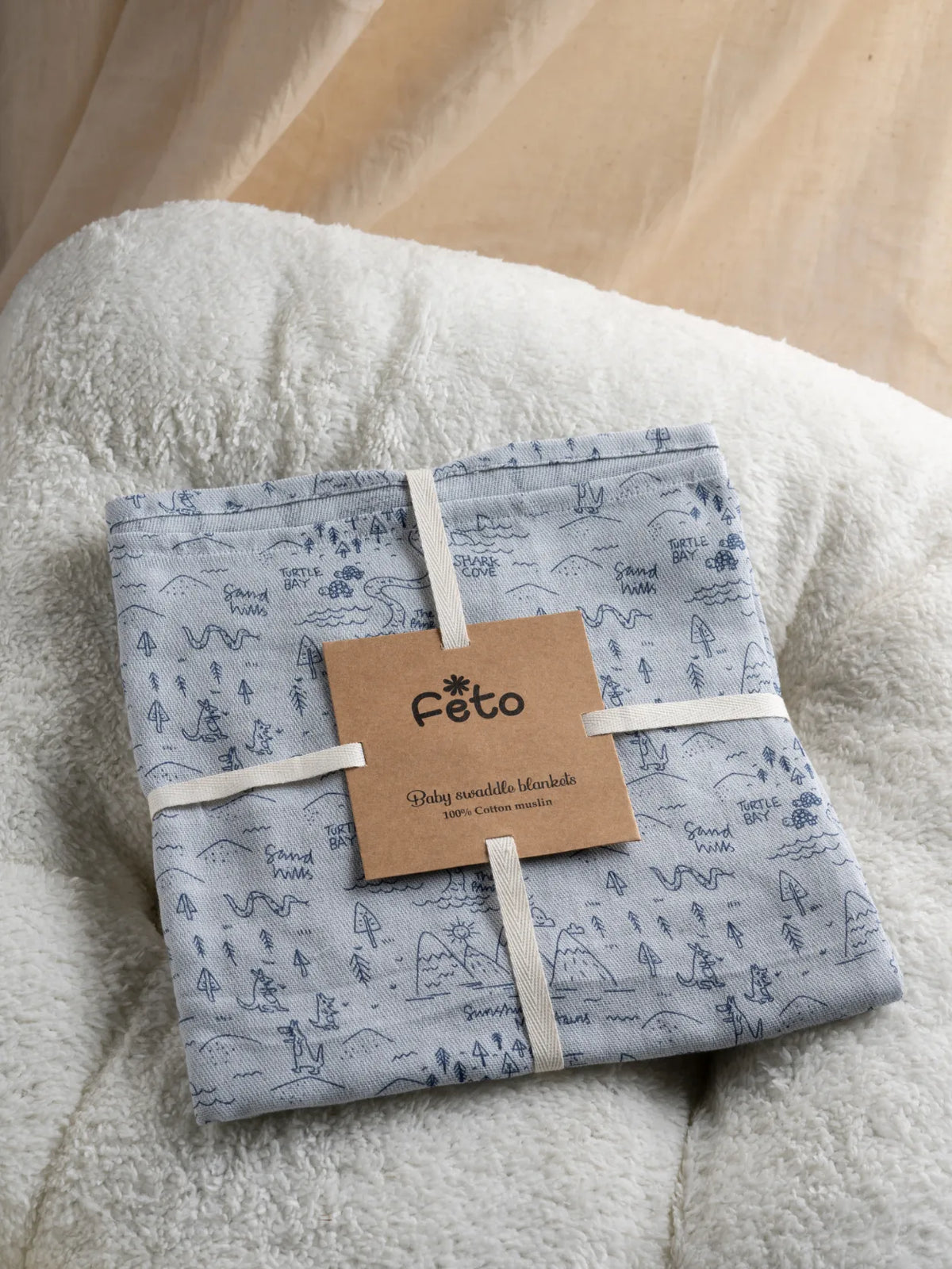COTTON MUSLIN SWADLE WRAP - SAND HILLS GREY