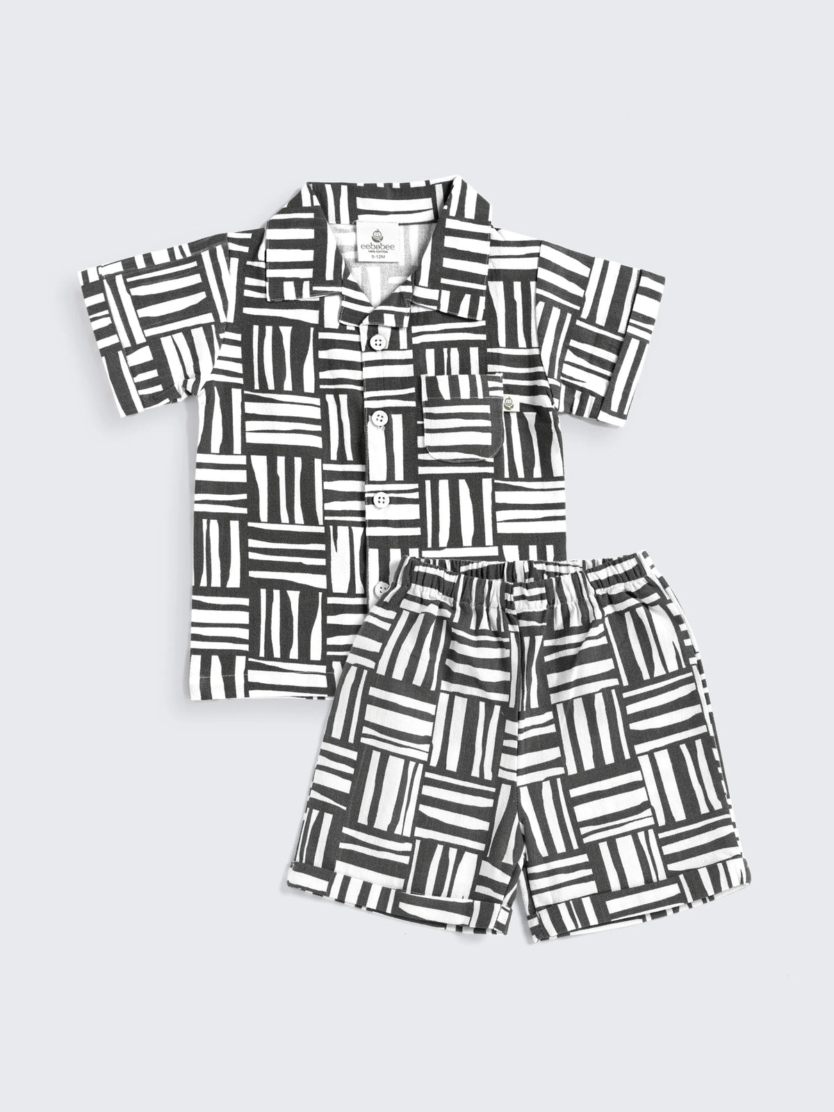 Monochrome Grid Cotton boys Co-ord Set