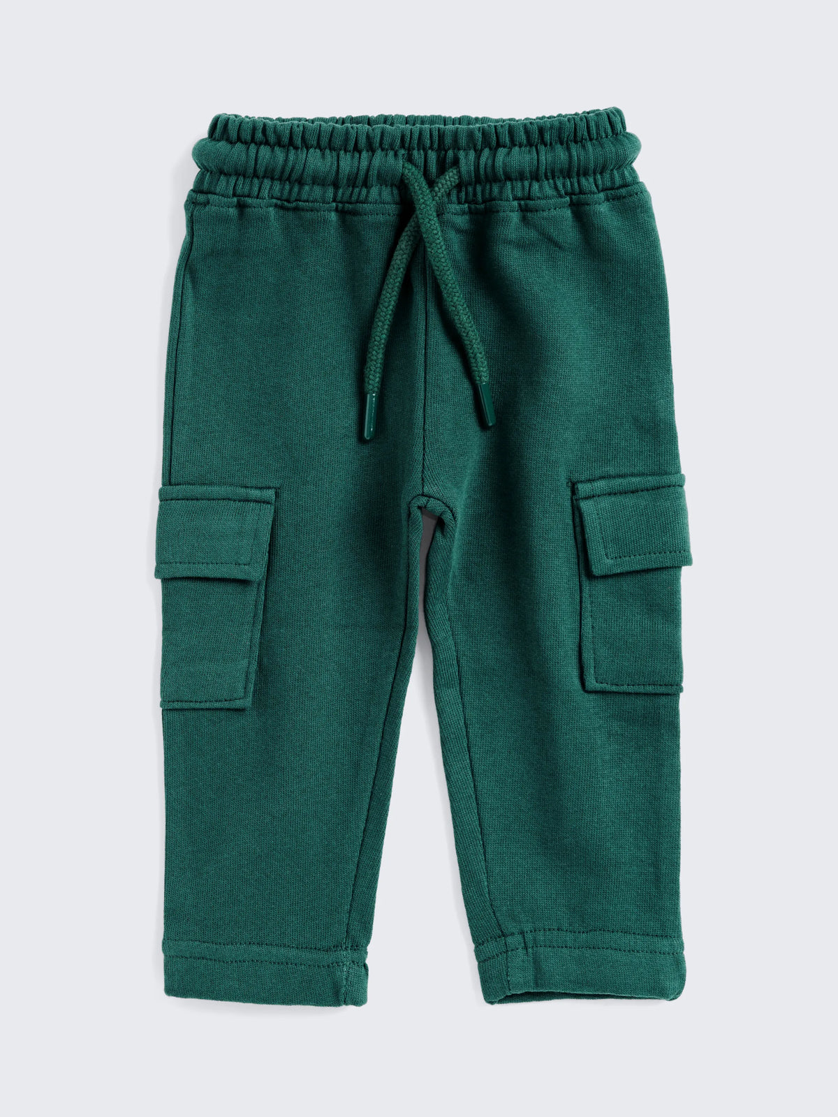 Boys Dark Green Solid Jogger Pants
