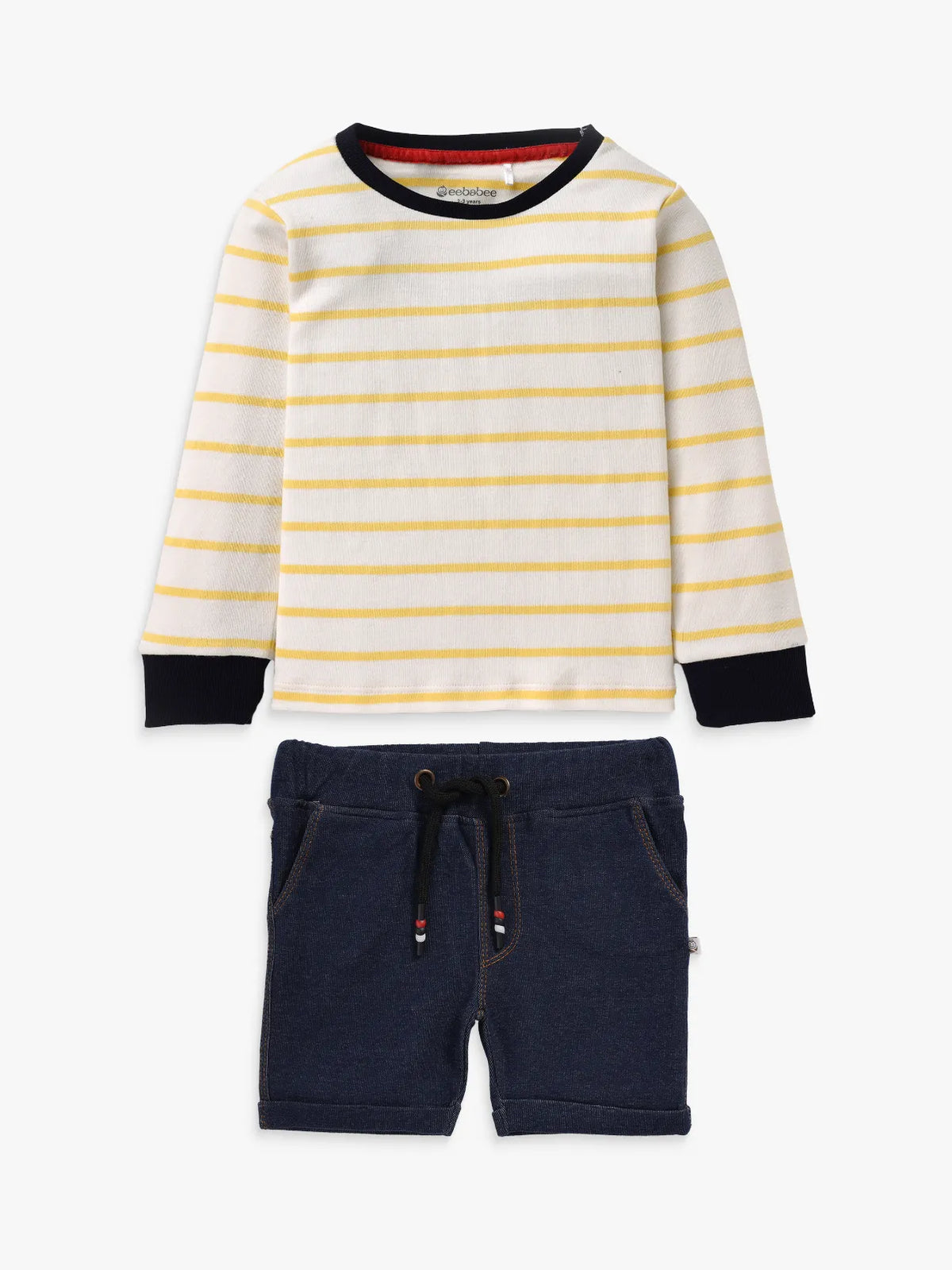 DENIM SHORTS &CUFF TEE SET