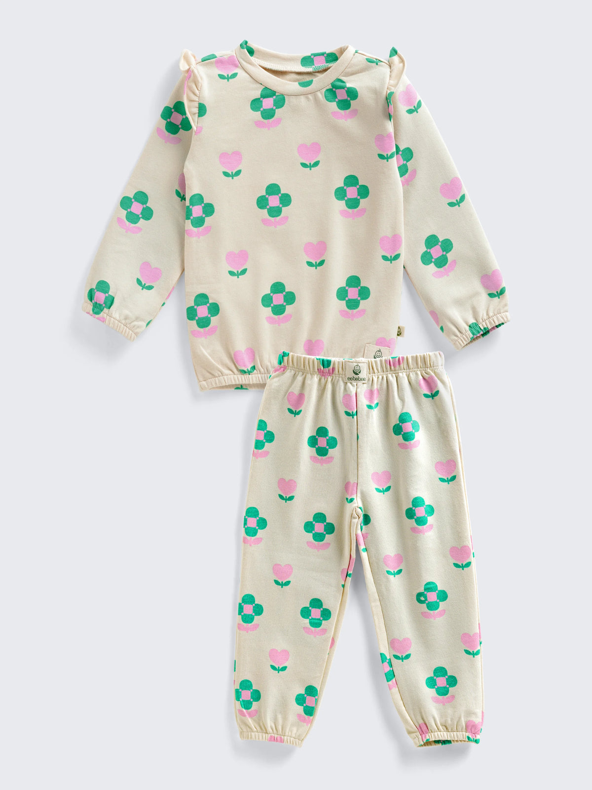 Girls’ 4 Pc Stylish Sweatshirt, Shorts & Floral Jogger Combo Set