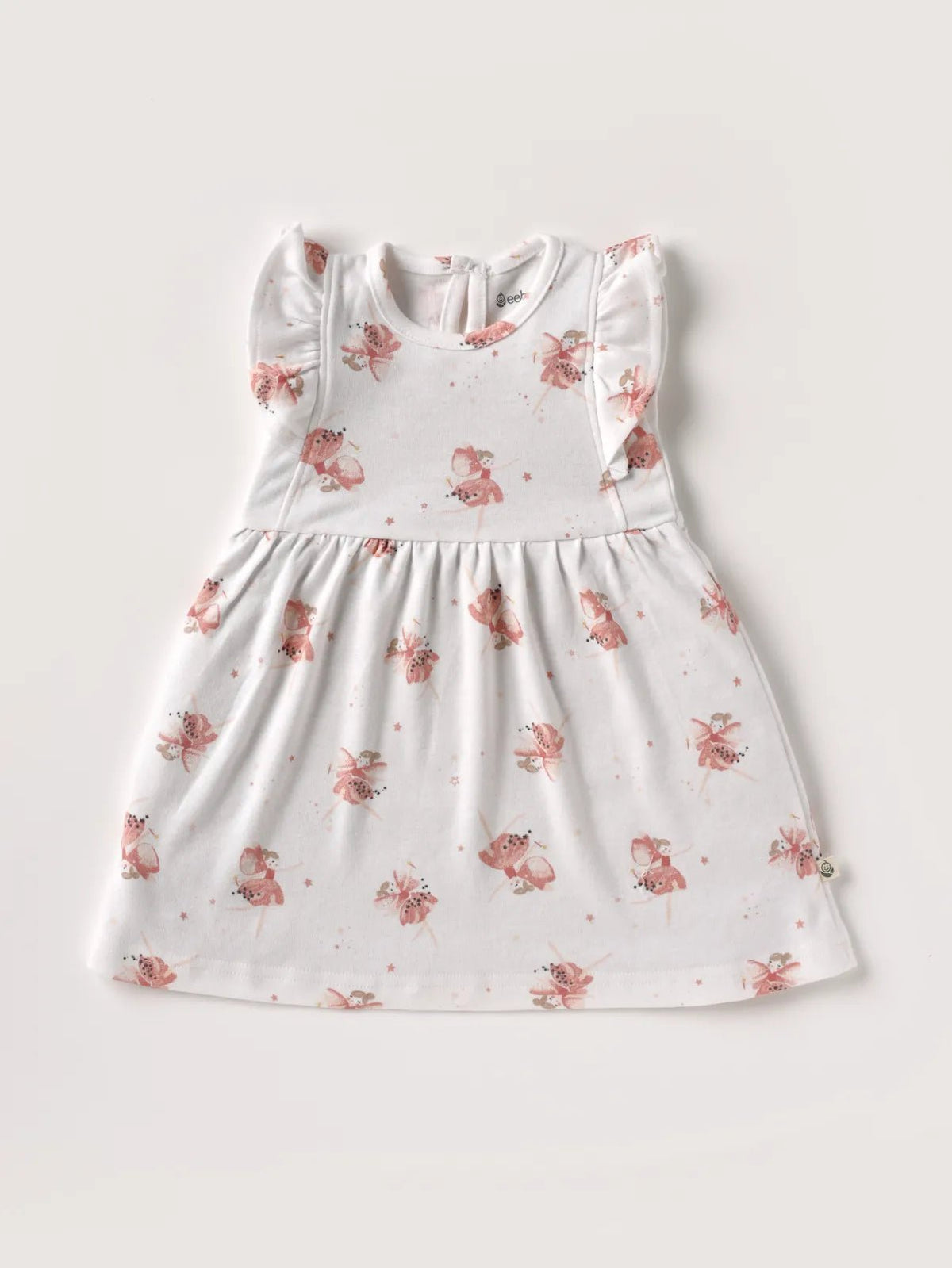 Sleeveless pure white & pink frock for baby girls