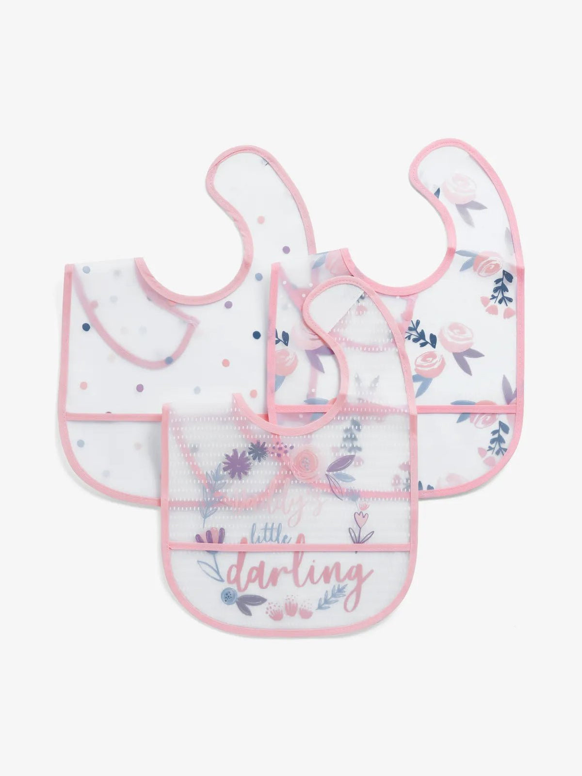 Flower & dot pattern in pink Baby bibs combo for baby boys & girls