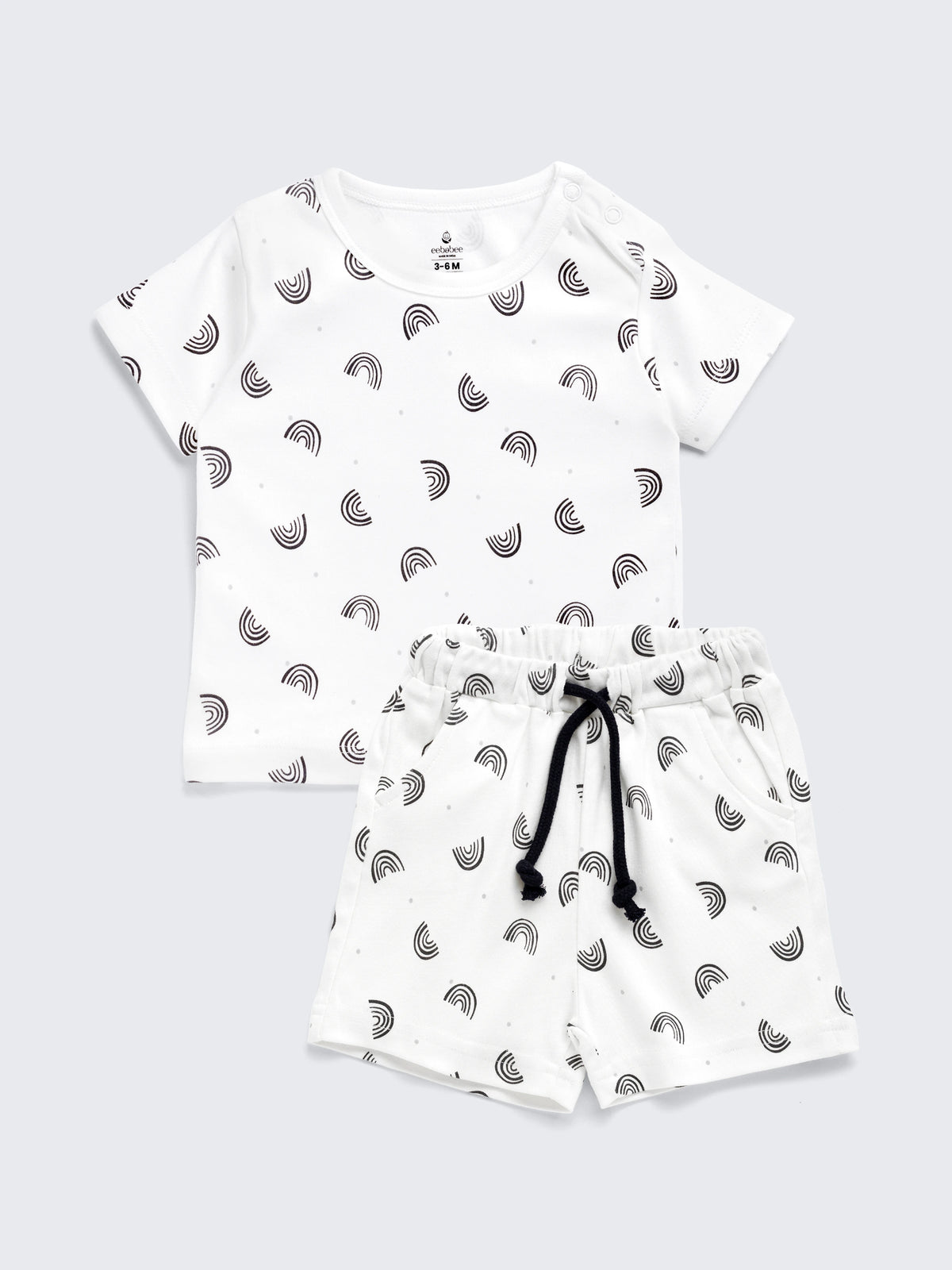 Newborn Unisex Monochrome Rainbow Print Co-Ord Set