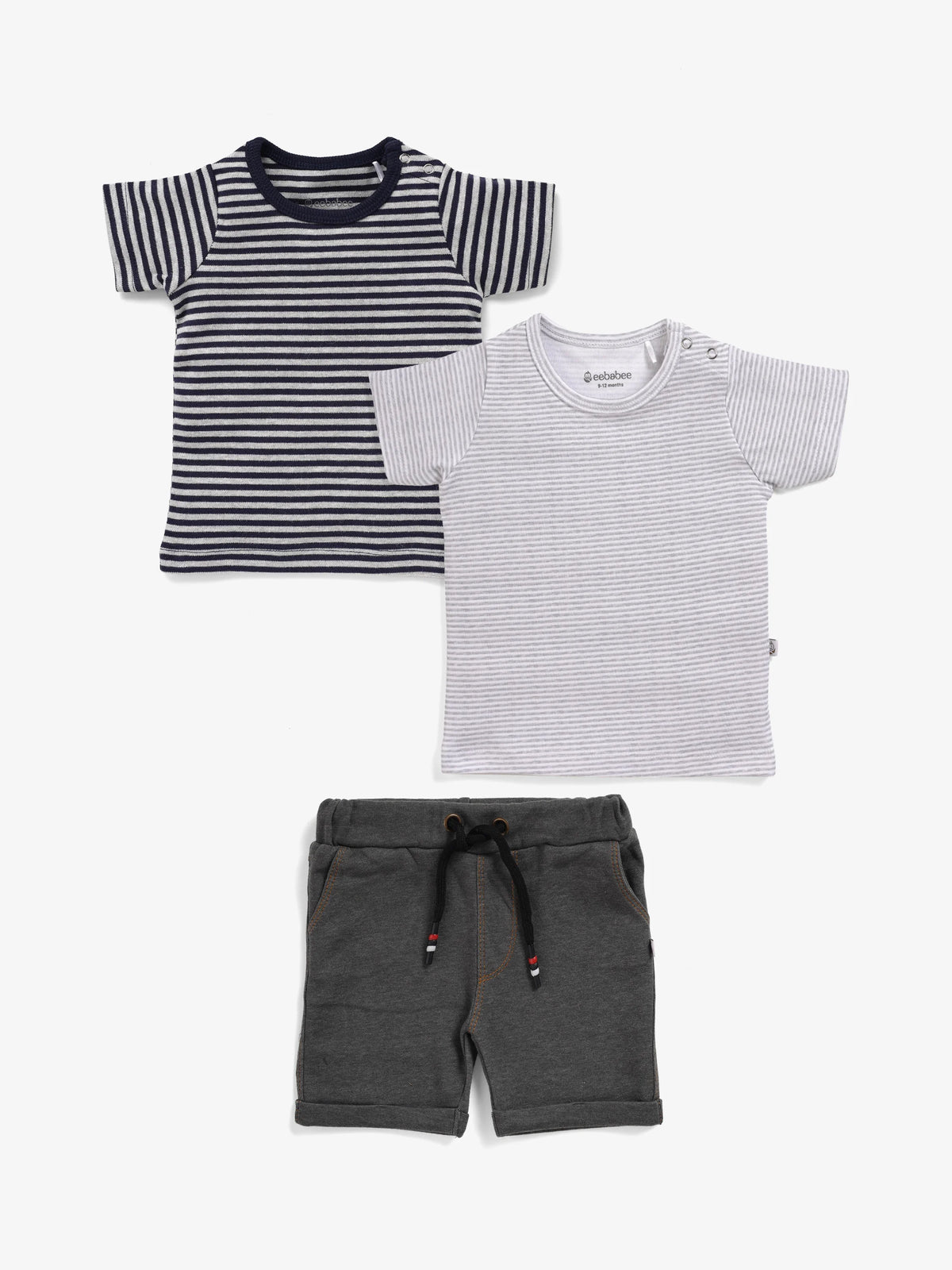 BABY BOYS STRIPED TEE & DENIM SHORTS SET
