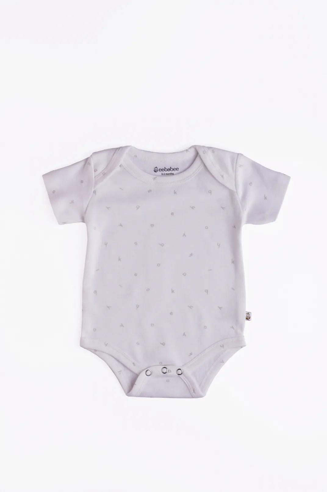 Half sleeve grey pattern in white bodysuit  for baby