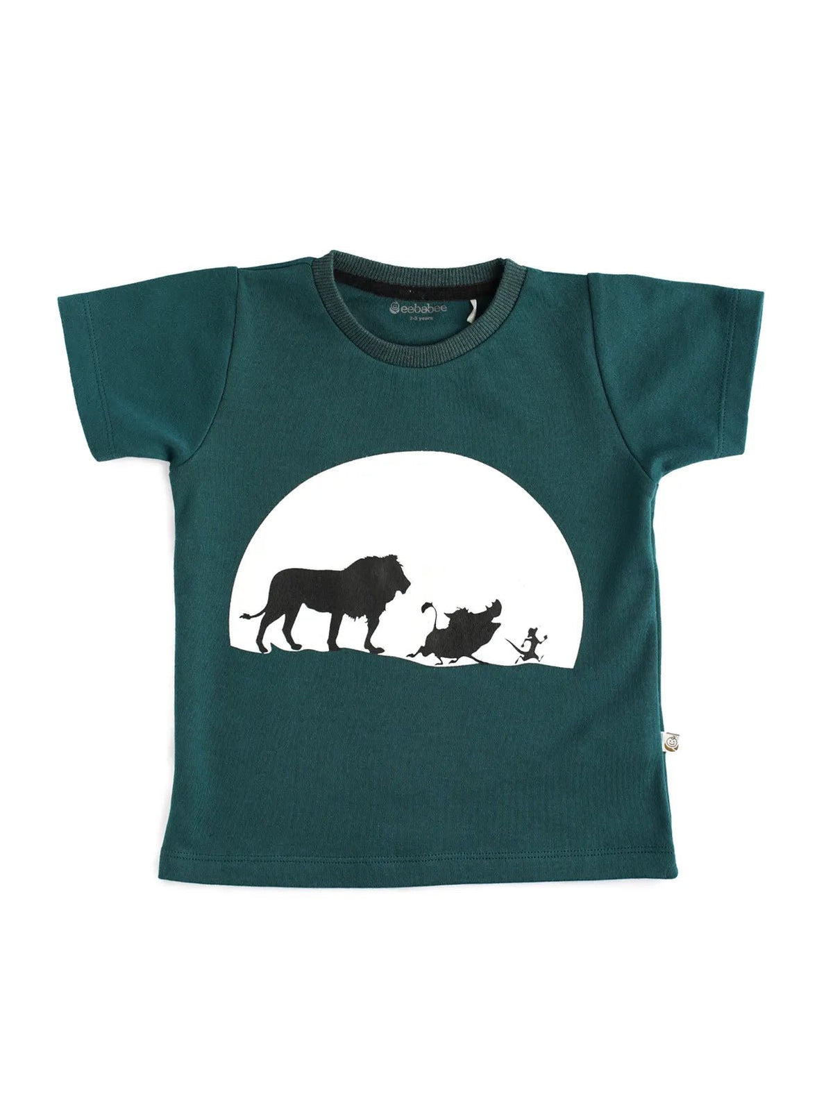 Half sleeve dark green graphic t-shirt for baby