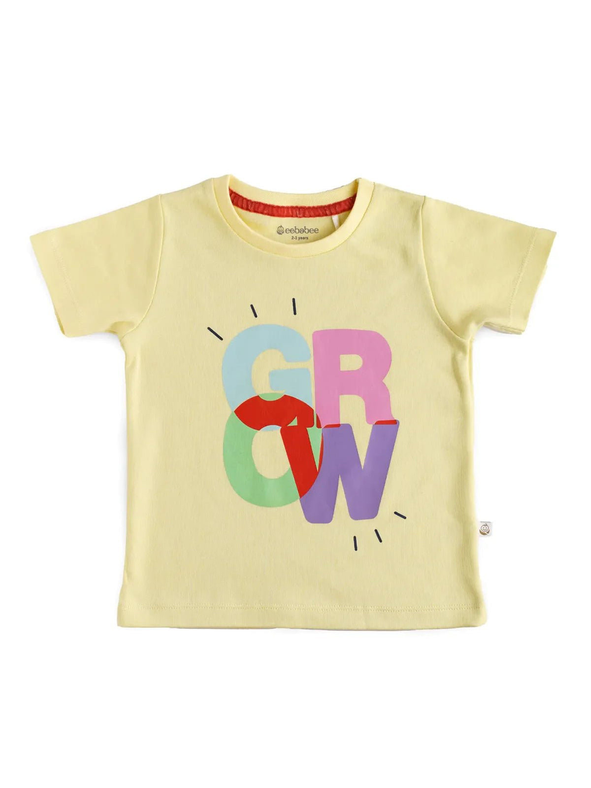 Half sleeve light yellow graphic t-shirt for baby