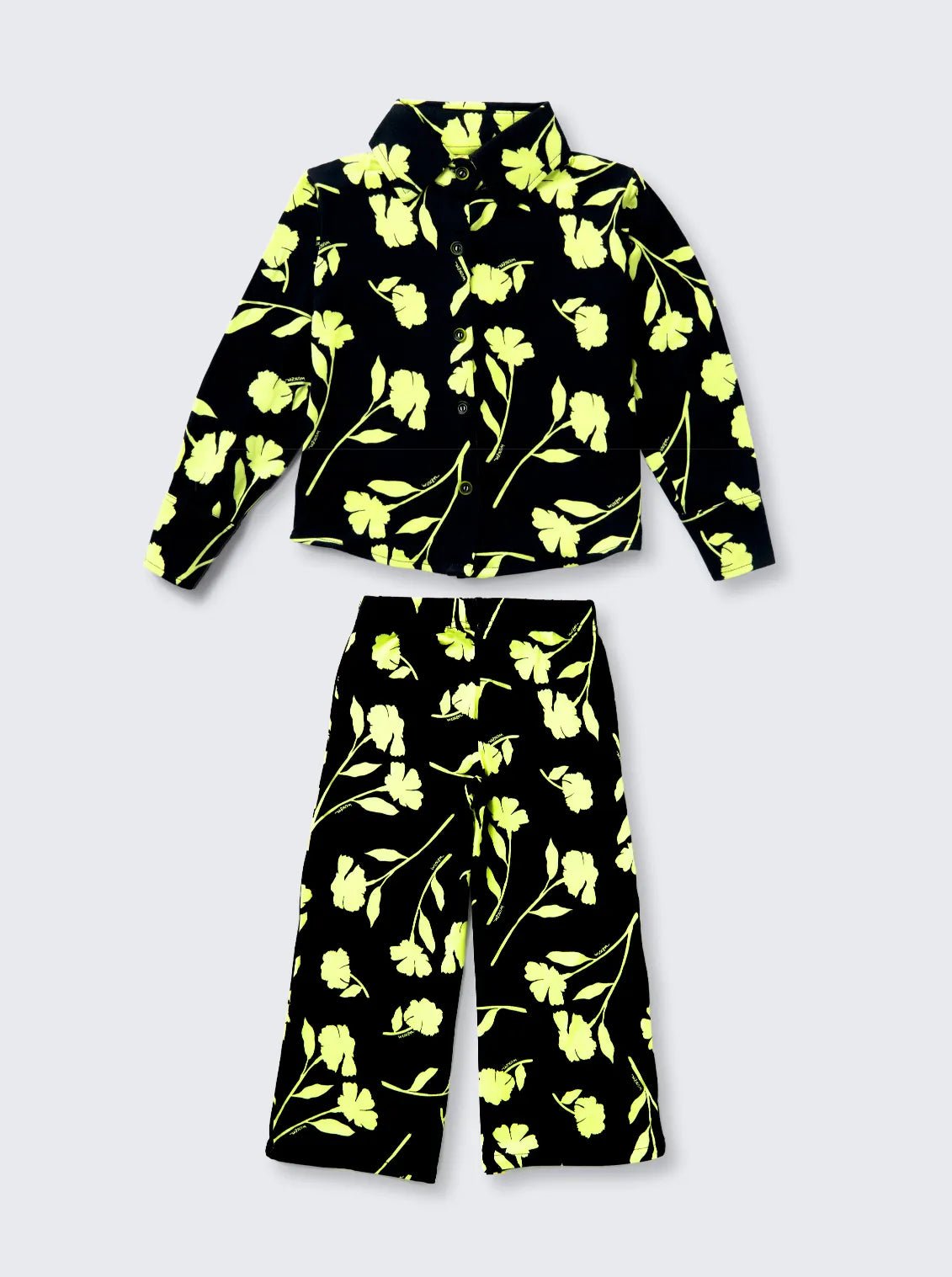 Girls Black & Neon Floral Co-ord Comfy Set