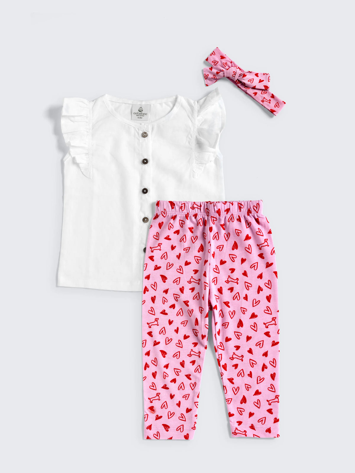 Twin Style Combo Set for Baby Girls – 2 Tops, 2 Leggings & 2 Headbands