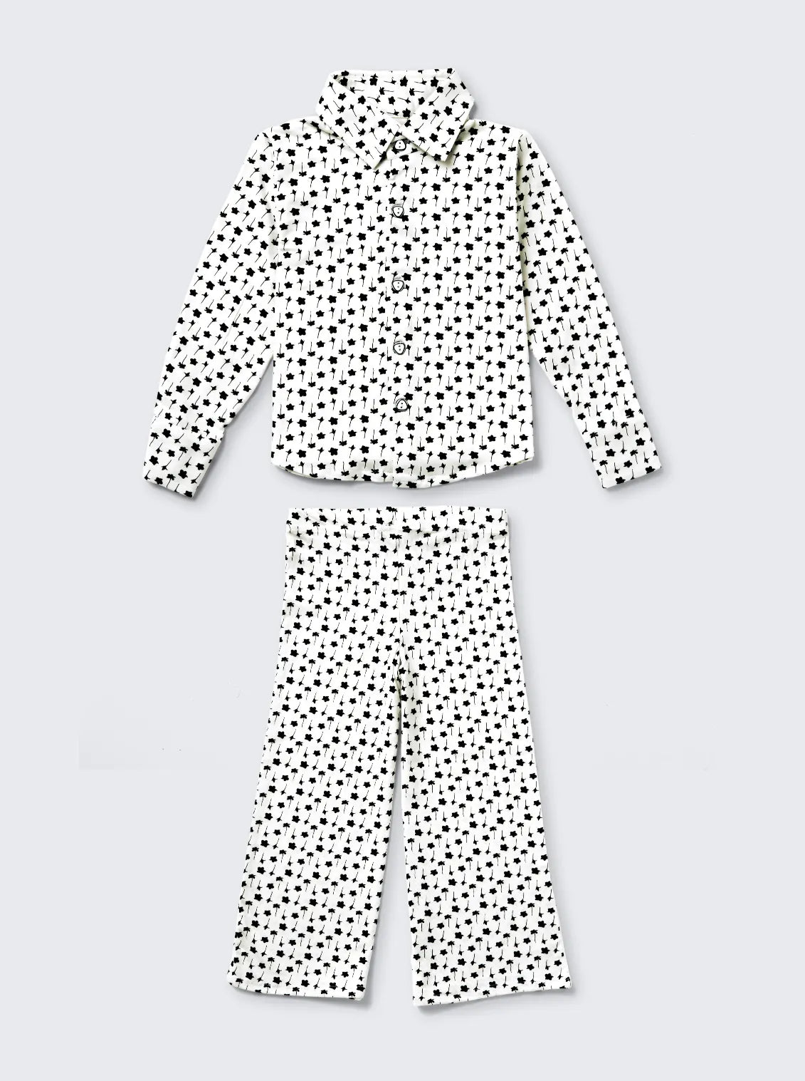 Girls Black Floral Print Co-ord Comfy Set