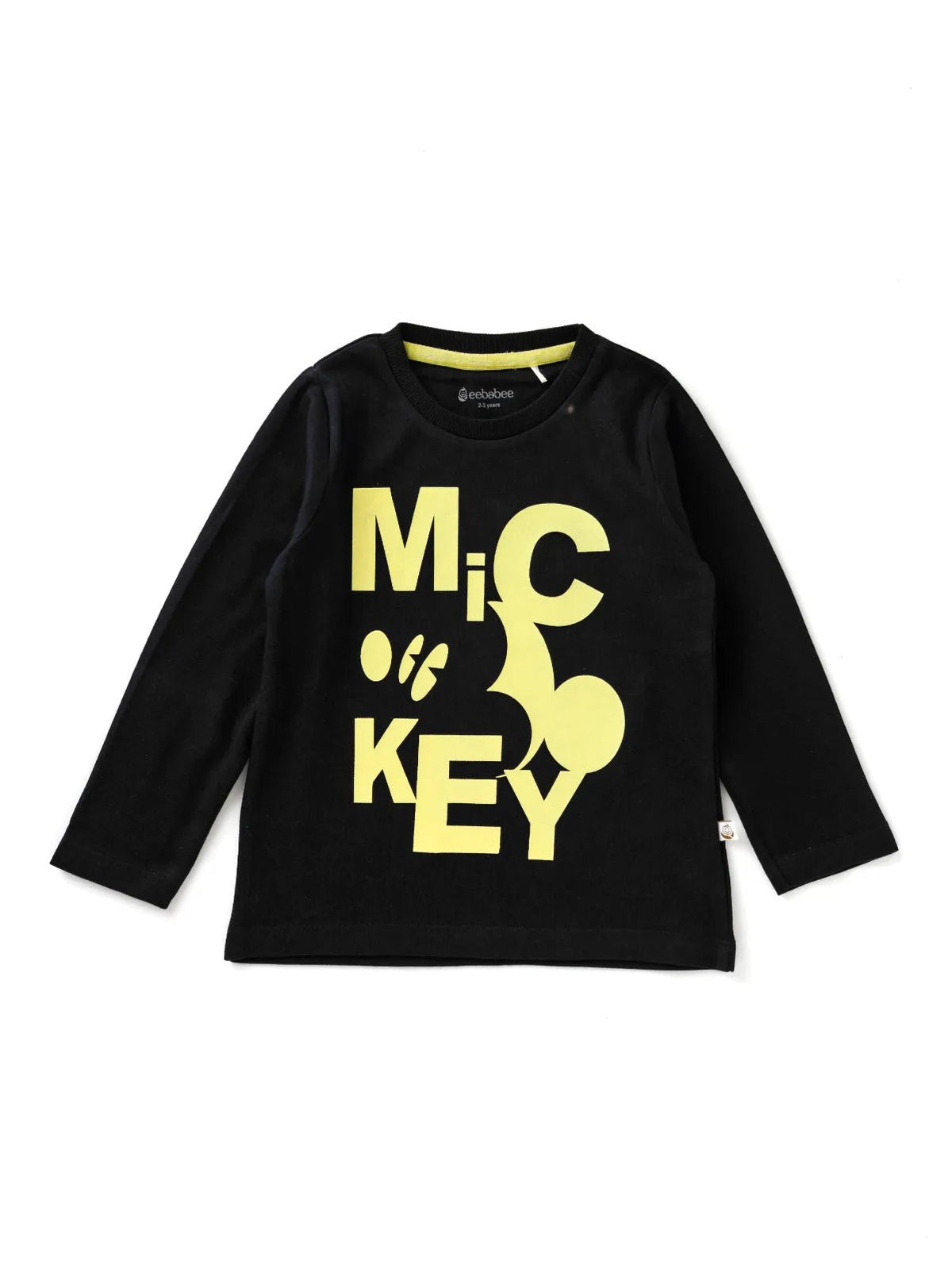 Full sleeve black & yellow graphic t-shirt for baby