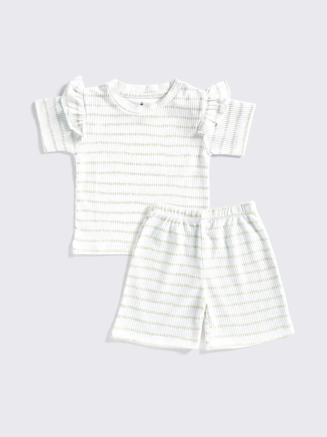Striped Girls Ruffle Top & Shorts Set