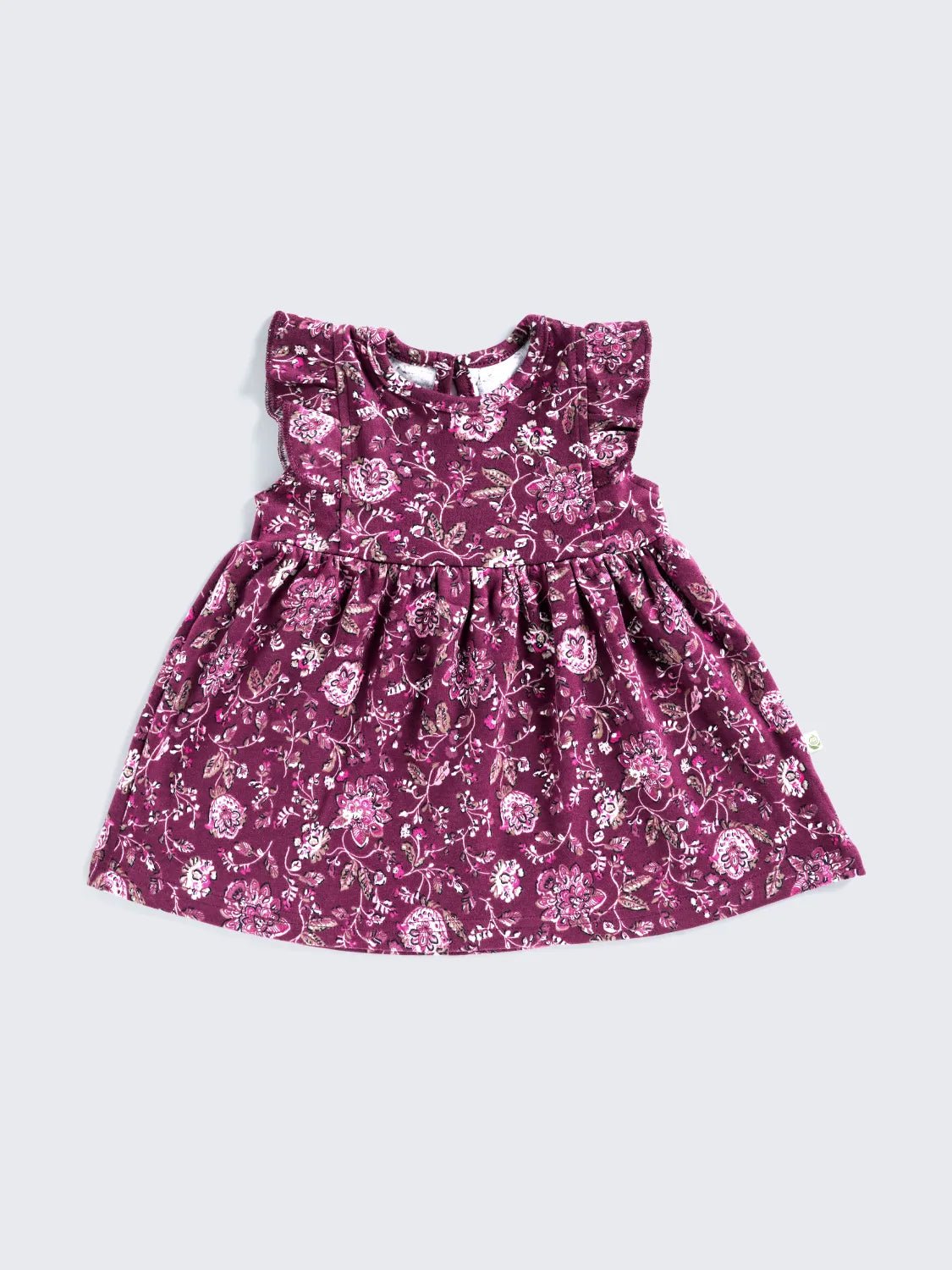 Plum Bloom - Floral Flutter Sleeve Baby Frock