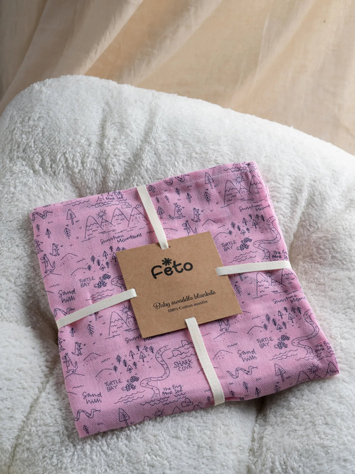 COTTON MUSLIN SWADLE WRAP - SAND HILLS PINK