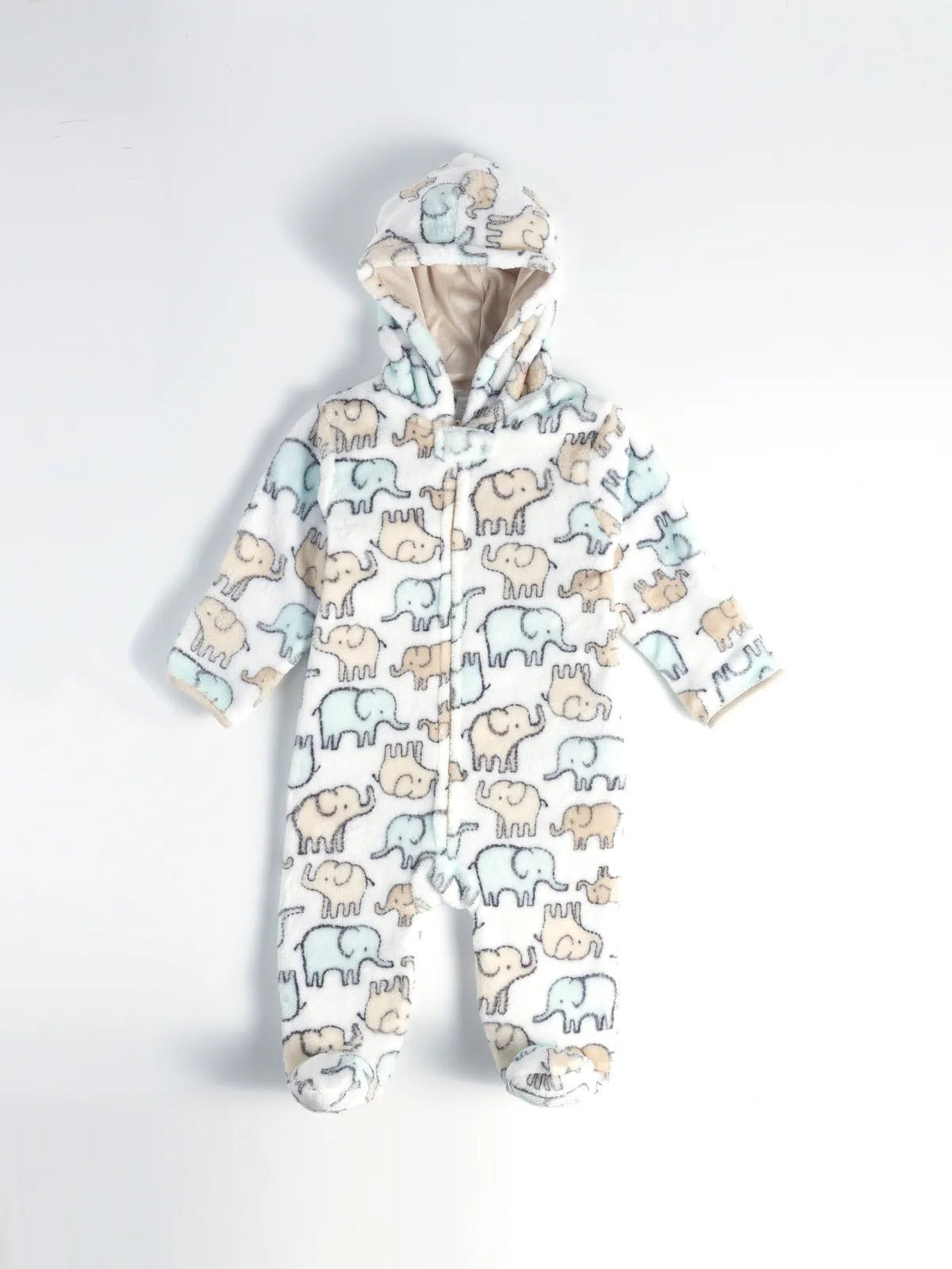 Full sleeve White & cream winter wear sleepsuit for baby boys & girls