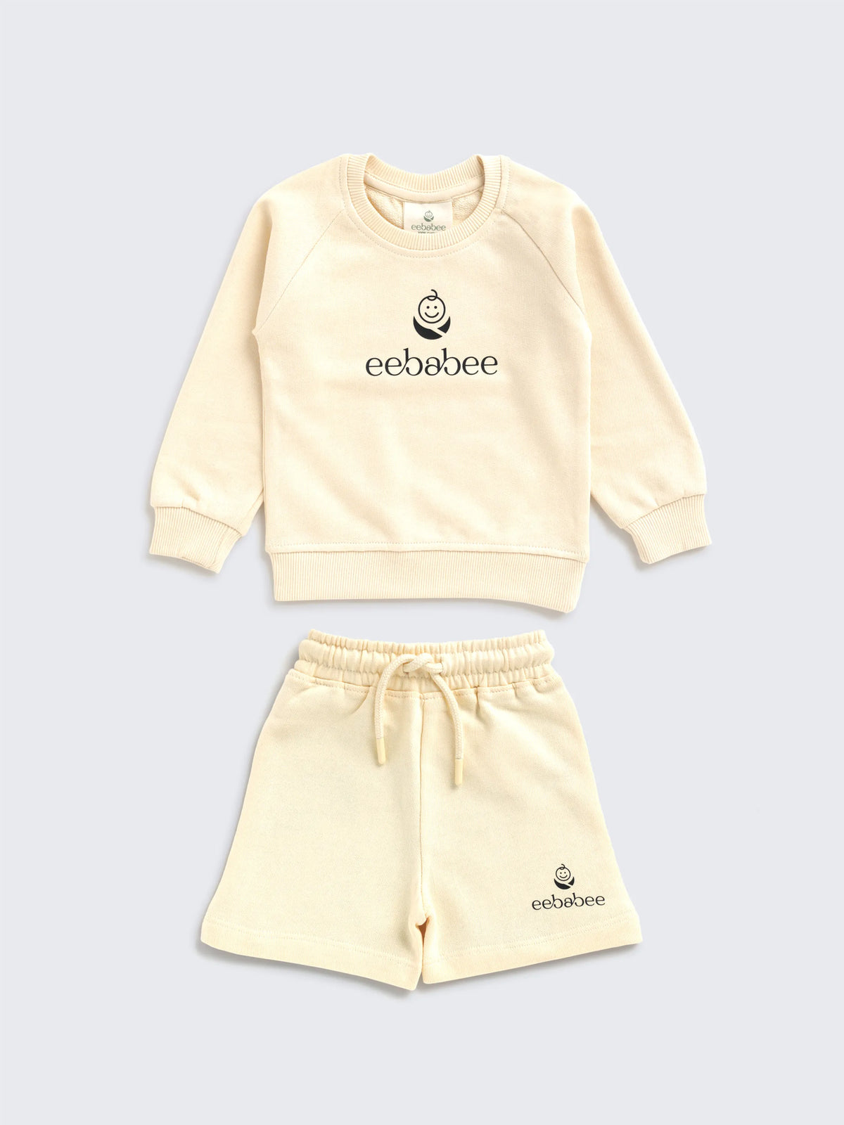 Boy & Girl Solid Comfort Cream Edition Shorts Set