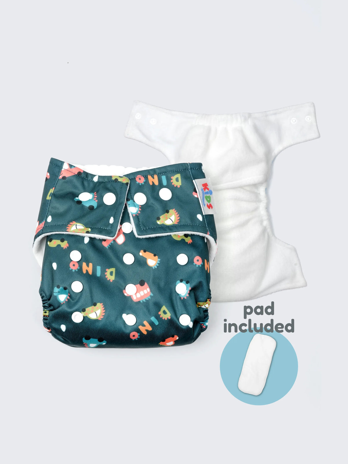 Reusable Dino Car Print Baby Cloth Diaper with Insert – Adjustable Washable Pocket Diaper