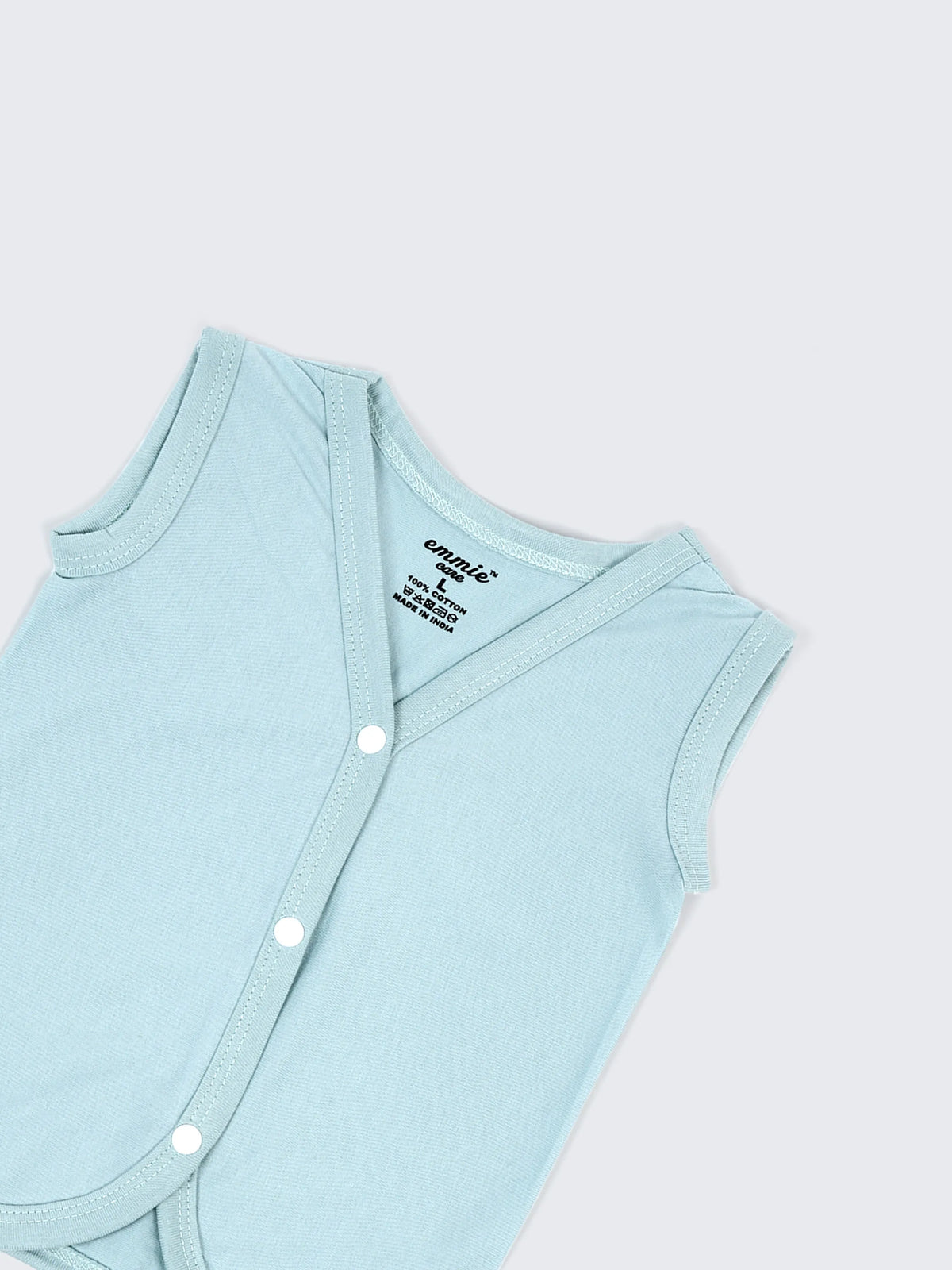 Baby Cotton Sleeveless Jabla Set – Solid Pastel Colors Front Open Newborn Vest Combo (3 Pieces)