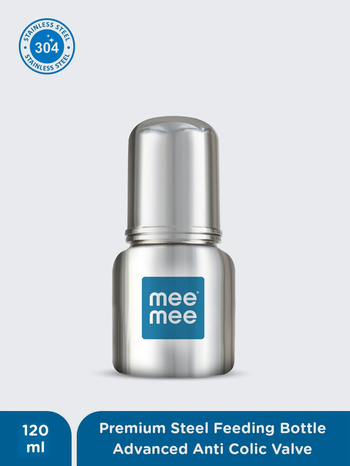 Premium Stainless Steel Feeding Bottle 120ml – 304 Food Grade Steel