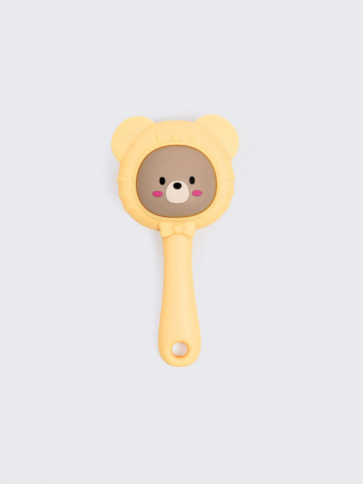 Easy Grip Silicone Yellow Baby Rattle Teether – BPA Free Bear Teething Toy for Babies