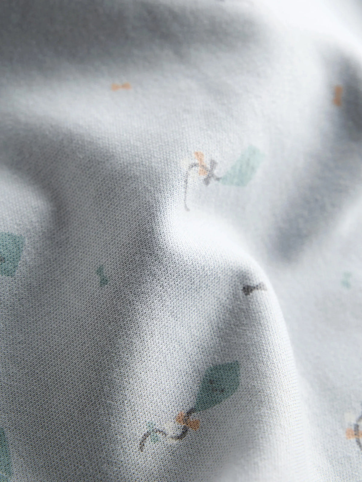 Organic Cotton Light Blue Printed Full Sleeve Zip Romper
