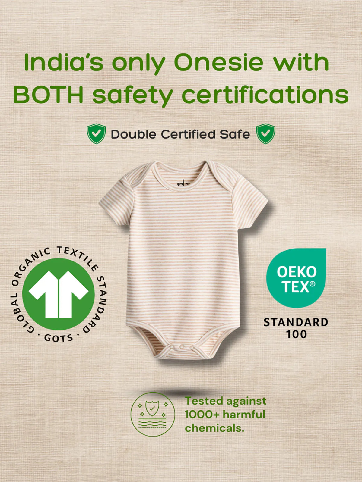 Organic Cotton Beige Striped Soft Ribbed Bodysuit